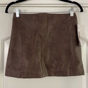 Madden NYC Faux Leather Mini Skirt Chocolate Brown - S